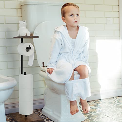 Porta Carta Igienica In Bambù Ecooe - Autoportante, Per 5 Rotoli, 72 Cm, Senza Foratura, Design 2 In 1 - Foto 14