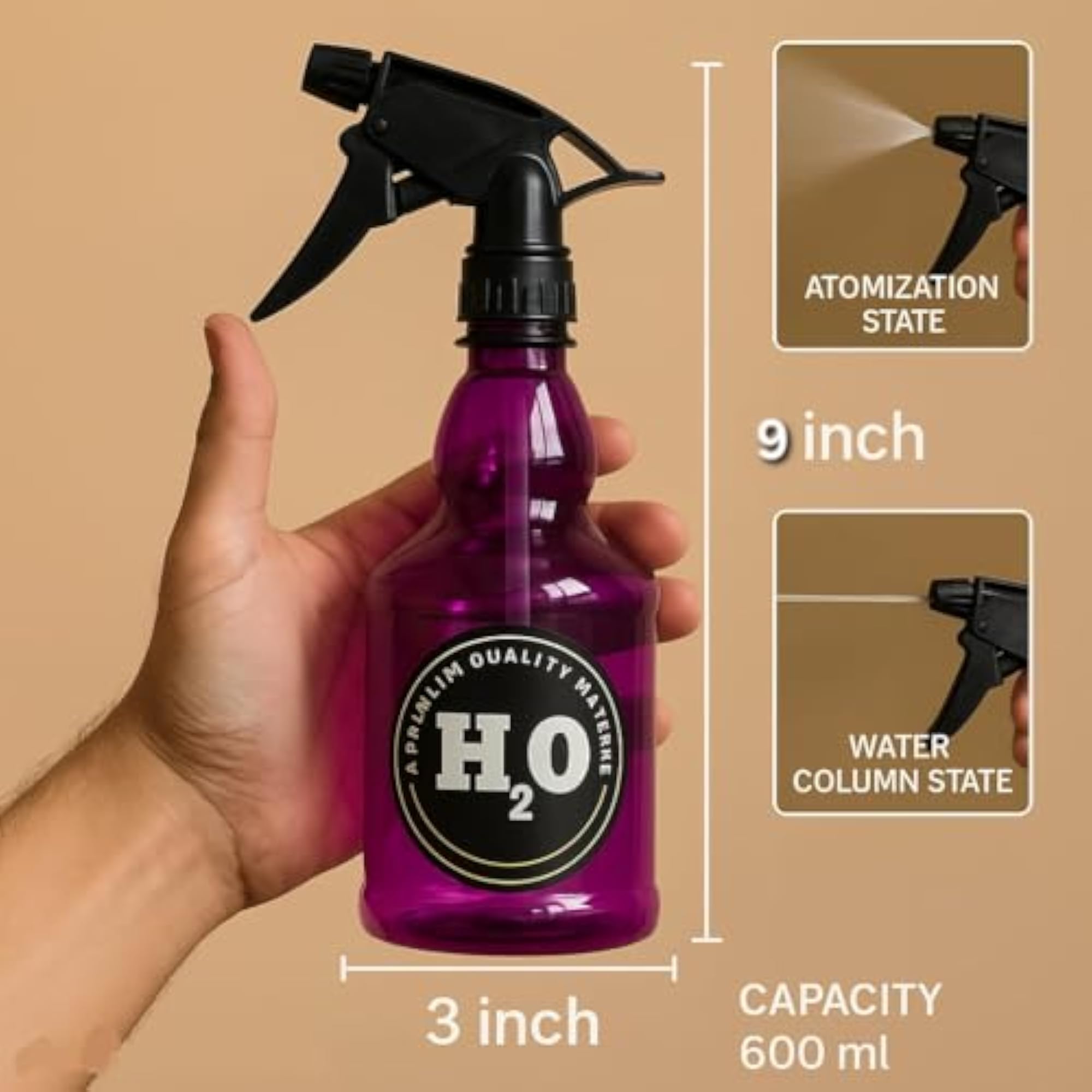 Refillable Mist Water Spray Bottle, 600ml