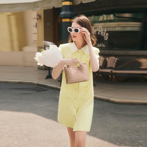 Image of Woven Tote Bag for Women with Coin Purse, Foldable Chain Small Crossbody Handbags, Fashion Shoulder Bag, Hobo Satchel