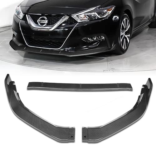 3 Pieces Front Bumper Lip Spoiler Splitter Side Body Kit Trim Protection Compatible with 2016-2018 Nissan Maxima, 2017 (Painted Black)