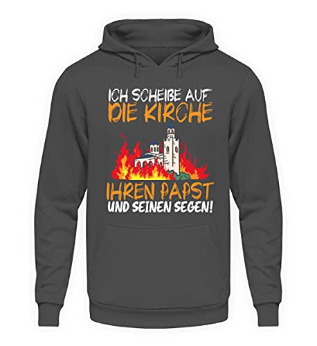 Sweat à capuche allemand Ich scheiße auf die Kirche gris acier M uni