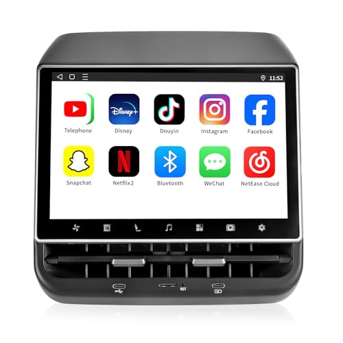 Image of 8.66 inch Rear Screen for Tesla Model Y & Model 3 | 2019-2024 | Android 13, 4GB+64GB, Supports Wireless CarPlay & Android Auto, HD Video, AC & Seat Heating Control