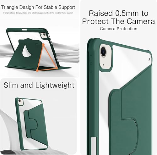 Image of TGK Rotating Case Cover for iPad Air 13 inch M4 /M3 /M2 (2026 /2025 /2024) with Pencil Holder (Forest Green)