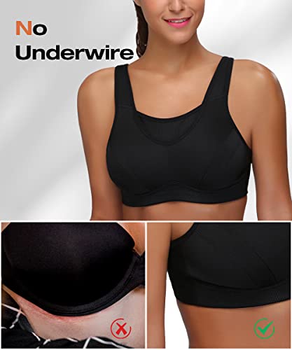 Wingslove Women's High Impact Sports Bra Full Coverage Wirefree Non Padded Workout Bra Plus Size4