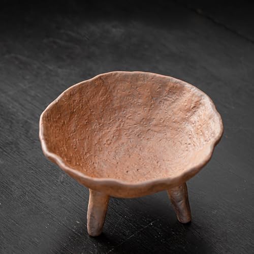 Mini Coarse Stoneware Decorative Bowl - 6 Inch Tri-Foot Rustic Sn...