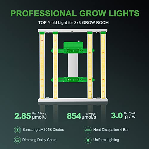 2023 Mars Hydro Fc3000 Samsung Grow Light, 300Watt Full Spectrum Led Grow Lights For Indoor Plants, 4 Bars With 896Pcs Diodes Samsung Lm301B, Daisy Chain Dimmable For 3X3Ft Grow Tent #TOP2