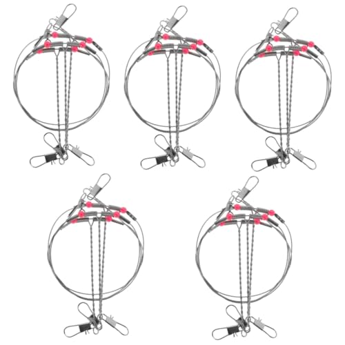 Balacoo 5 Sets Versatile Tackle Rigs Swivel and Fishing Hook Rigs Stainless Steel Wire Leaders