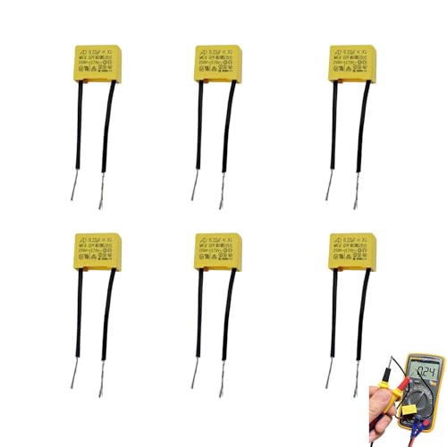 6 Piezas de Condensador de Polipropileno 0,22µF 275V X2 Radial, Condensador LED para luz Residual – Condensadores de Seguridad para Mejorar la Recepción de Radio en Dispositivos Electrónicos