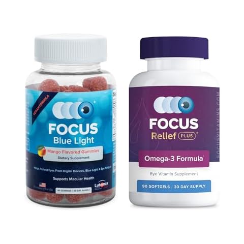 Focus Relief Plus & Focus Blue Light Supplement | Daily Vitamin Variety Pack | Supplements for Eye Health | Dry Eye Relief Vitamin 30 Day Supply & Blue Light Protection Vitamin 30 Day Supply Cover