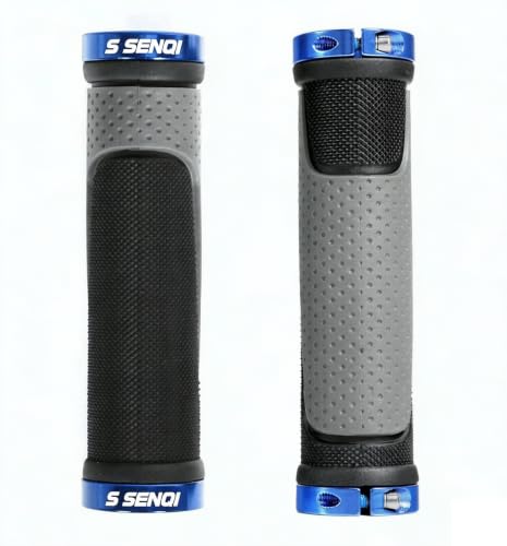 S SENQI Bike Grips Lightweight 130mm&90mm Fit 22.2mm Handlebar Anti-Slip Suitable for Multi-Speed, Mountain & BMX Bikes(Long/Blue)