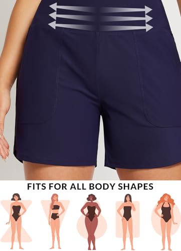 image for baleaf Women's Swim Shorts Tummy Control Modest Swimsuits Bathing Suit