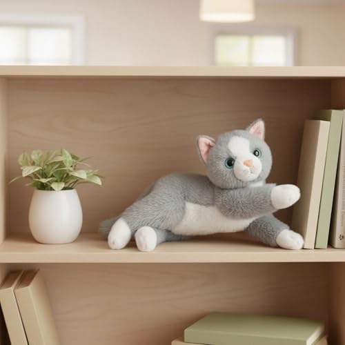 18 Inch Cat Stuffed Animals,Realistic Plush Throw Pillow,Soft Kawaii Kitty Plush Toy Gift for Kids Boys Girls (Gray) by HOKESS - Used condition - Image 6