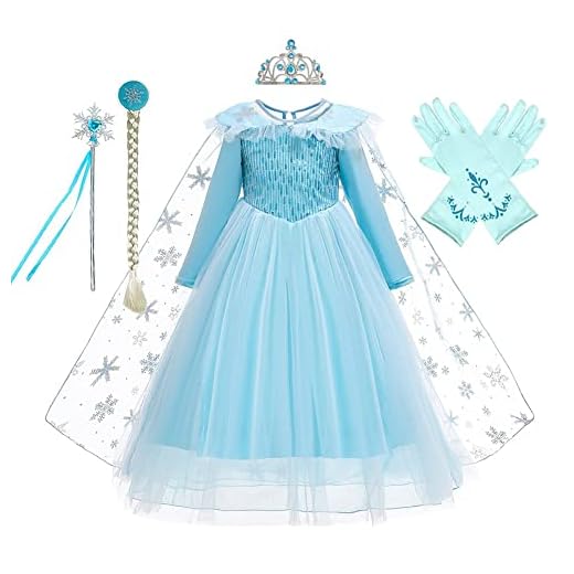 CinheyU Vestidos de Princesa Elsa para Niñas Frozen Disfraz de Carnaval Cumpleaños Boda Fiesta Navidad Ceremonia Traje de Halloween Mascarada Cosplay Vestir con Accesorios 2 años