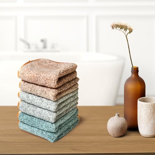 PHOGARY Mikrofaser Abschminktücher Waschbar für Schonende Gesichtsreinigung, 6 Stück Waschlappen Microfaser Gesichtstücher Mikrofaser Handtuch Gesicht Makeup Entferner Tuch (20x20 cm, Kohlefaser)