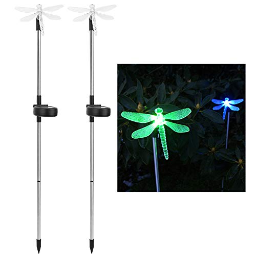 Felenny Lumière de Pelouse 2 Pièces Unique Libellule Solaire LED Lumière de Pelouse Couleur...