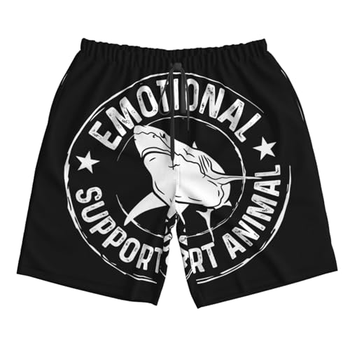 Emotional-Support Animal Funny Shark Do Not Pet Men's Beach Shorts Swim Trunks 6