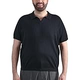 Haggar Men's Short Sleeve Polo V-Neck Sweater, Black, 3X-Large Big Tall