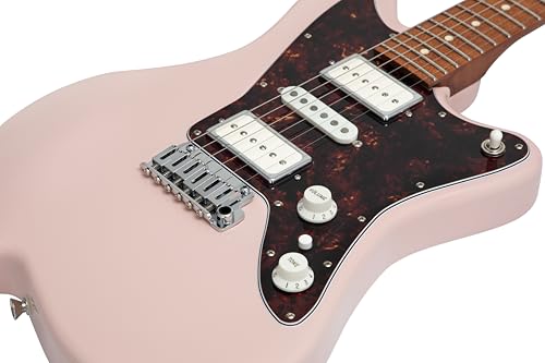 Image of Electric Guitar JZ FRO Shell Pink Gloss Handmade in Japan MIJ Roasted Flame maple Neck Stainless Steel Frets Gotoh Bridge Gotoh Locking Tuner 6 Strings Modern C Neck For All Levels