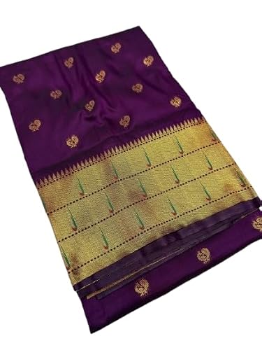 Triple Muniya Paithani Pure Silk Saree with Zabra Lotus Pallu (purple and gold)