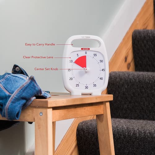 Time Timer Plus 60 Minute Desk Visual Timer — Countdown Timer With Portable Handle For Classroom, Office, Homeschooling, Study Tool With Silent Operation (White) #TOP4