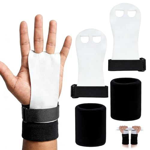 1 Pair Maniques de Gymnastique en Cuir avec Maintien du Poignet, Protège-paumes de Gymnastique, Manique Crossfit pour Entraînement sportif Accessoires pour...