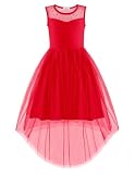 Arshiner Vestido Formal sin Mangas para niñas Vestido Largo de Noche de Tul para Damas de Honor, Verano, Fiestas Elegantes y graduaciones con fajín Rojo 12-13 años