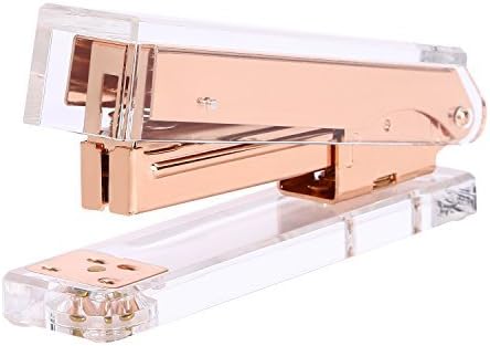 Acrylic Stapler, DRROT Commercial Desk Clear Stapler Office Desk Accessory - Rose Gold