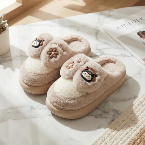 Image of VRITRAZ Women's Comfort Slip On Closed Toe Warm Winter House Clog Indoor Slipper with Cute Print and Degins