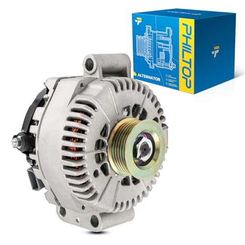 Image of PHILTOP Alternator Compatible with Ford Explorer 1997-2000 2002-2004 4.0L, Explorer 1996-2000 5.0L, Mercury Mountaineer 1997-2001 All Models, 2002-2004 4.0L 7787NHO 12V 200Amp CW S6 6-Groove Pulley | Fits 1996-2000 Ford Explorer V8 5.0L, Replacement OE 1L2Z10346AB, F77Z10346AB, 4G7Z10346AA, 7787NHO, AL7543X
