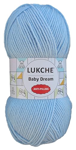 Image of Baby Dream Soft Yarn - 100% Acrylic, Premium Anti-Pilling, 3.5 oz (100g), 273 yds - Soft Yarn for Crochet and Knitting Projects (Baby Blue)