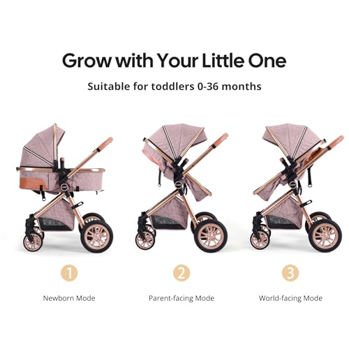 Image of Cochildor DuraFlex 2 in 1 Baby Stroller, Foldable Travel Stroller | Infant Stroller for Newborn to Toddler, Compact Stroller with Reversible Seat, All-Terrain Wheels, UPF 50+ Canopy