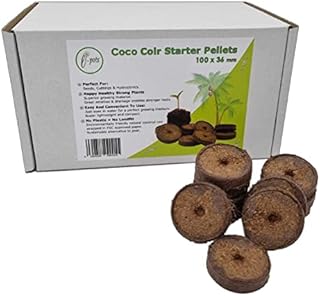 Coir starter pellets 36mm x 100 | Use for seed sowing and cuttings | 100% natural coconut fibre growing media | 100 easy to use compressed soil pellets wrapped in fsc paper