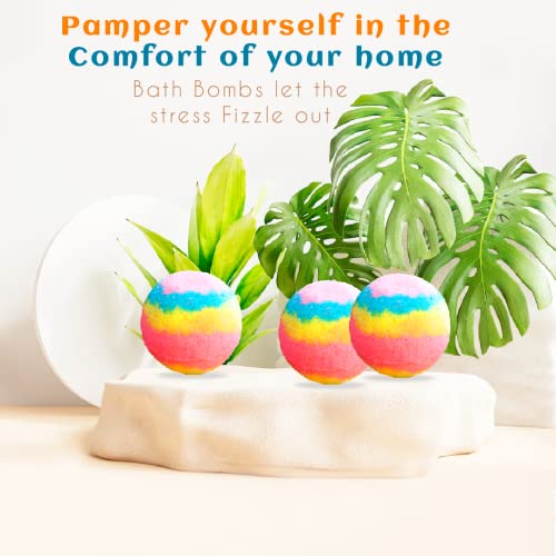 Image of Kaleidoscopic Rainbow Strawberry Bath Bombs for Bath Tub - Pack of 3 - Fizzy Aromatic Bath Bomb for Kids - 75g Each - Ideal Bath and Body Gift Set - Relaxing Bathtub Bombs
