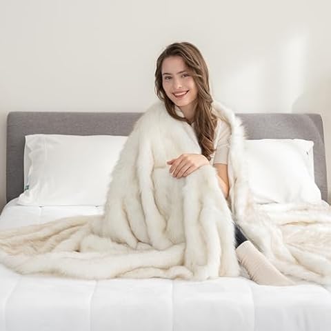 Berkshire Blanket Soft Mountain Faux Fur Throw Blanket, Soft Warm Shaggy Blanket for Couch and Bed (60"x90", Sand) Cover