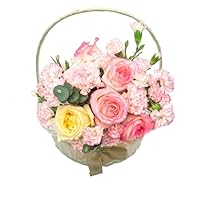 Paasmand Picknick Rotan Mand Geweven Mand Pasen Decor Picknick Paasmand for Huwelijksgeschenken, Picknickmand Geweven Mand Paasdecoratie (Color : Pink-1pc