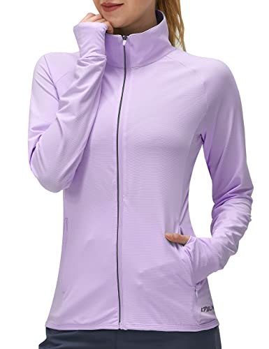 Image of Women's UPF 50+ UV Sun Protection Clothing Long Sleeve Athletic Hiking Shirts Lightweight SPF Zip Up Outdoor Jacket