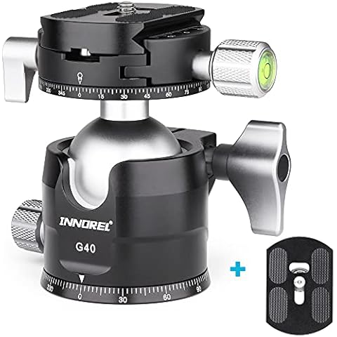 INNOREL G40 Low Profile Tripod Ball Head Double Panoramic CNC Metal Camera Tripod Ballhead with 1/4" Arca Swiss Universal Quick Release Plate for Tripods,Monopod,DSLR Cameras,Camcorder,Max Load 20kg Cover
