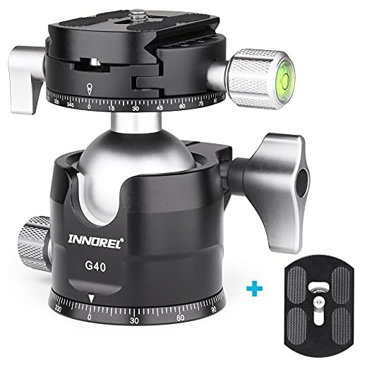 INNOREL G40 Low Profile Stativ-Kugelkopf Doppelter Panorama-Metall-Kamerastativ-Kugelkopf mit 1/4" Arca Swiss QR-Platte, Schnellwechselplatte für Einbeinstativ, Camcorder, max. Belastung 20 kg
