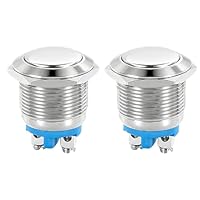 2 Stück 22mm Edelstahl Drucktaster, IP67 Taster Wasserdicht Momentaner Schalter,Momentan Schraubklemmen Klingelknopf Edelstahl für Auto, Zündanlagen,Haushaltsgeräte