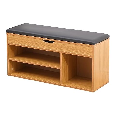 AVC Designs 90cm Wooden Shoe Bench with Cushion Cover