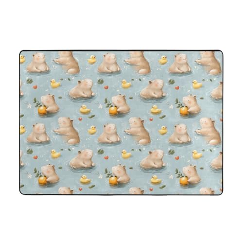Grand tapis pour salon Capybara mignon lavable et antidérapant 203x152 cm - 8