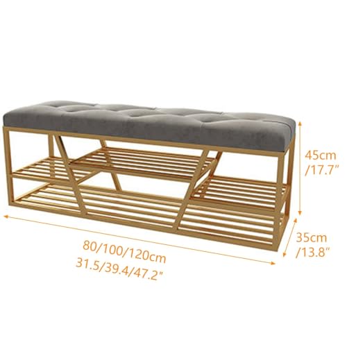 Banc à chaussures gris capitonné aux finitions soignées - 3