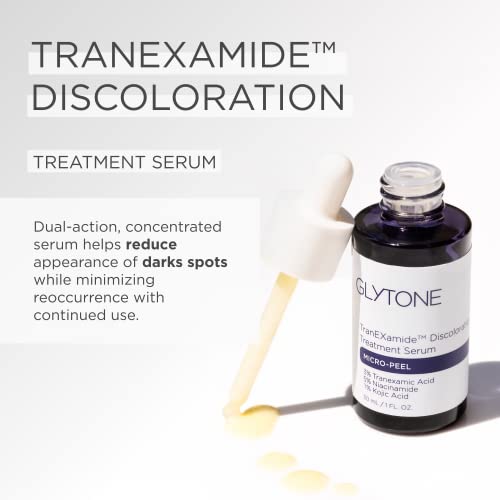 Glytone Micro-Peel TranEXamide™ Discoloration Correcting Serum | Dark Spot Remover with 3% Tranexamic Acid | Brightens Uneven Skin Tone for all Skin types | Fragrance Free, Paraben-Free - 1 fl oz