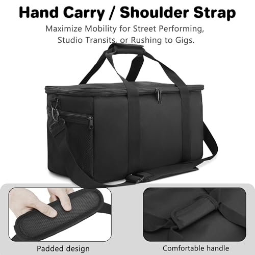Amazing Fair Bongo Drum Bag — Standard Size — 3 Extra Pockets for Accessories, Removable Padded Shoulder Strap, Heavy-Duty Padded Case (Black) - Thumbnail 6