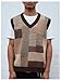 OYOANGLE Men's Vintage Plaid Print Sweater Vest Sleeveless V Neck Pullover Knit Tank Tops Brown Medium