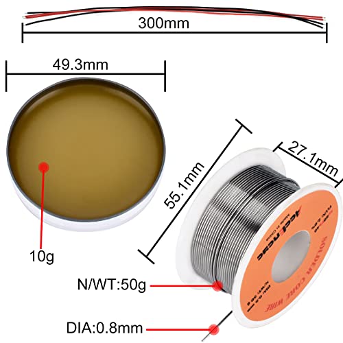 Accencyc Solder Core Wire And Rosin Paste Flux Kit Tin Lead Rosin Core Solder Wire & Rosin Paste Flux For Electrical Soldering 60-40 (0.8Mm, 50G) #TOP1