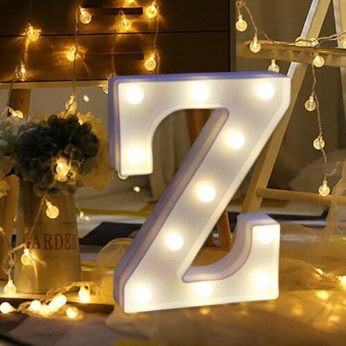 Topzilly LED Marquee Letter Lights Sign, Warm White LED Lamp, Light up 26 Alphabet for Living Room, Bedroom Table & Wall, Home Bar, Christmas, Wedding, Party Festival Decoration (Z)