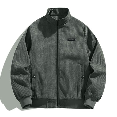 Men's Casual Corduroy Jacket Fall Winter Lightweight Full Zip Up Vintage Jackets Stand Collared Bomber Jacket Coat