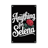 Anything for Selena Rose Red Flower Vintage Floral Metal Sign Print Aesthetic Room Decoration for Home Bedroom Kitchen Bar Dorm Bathroom Wall Decor 8 X 12 Inch