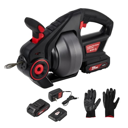 Electric Drain Auger, 25 ft Plumbing Snakes, Snake Drain Clog Remover for Unclogging Toilet, Sewer, Bathroom, Sink Drain Pipes（Batteries Included)